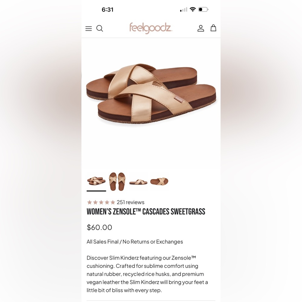 Feelgoodz Women’s Zensole™ Cascades Sandals — Sweetgrass Cream/Tan 10